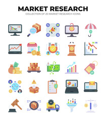 Collection of 25 Market Research Icons. Visualizing Business Growth and Trends