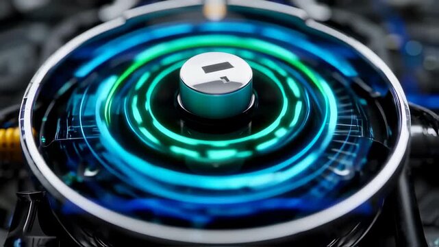 Futuristic control panel close up