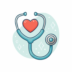 Cute Stethoscope With Heart Illustration