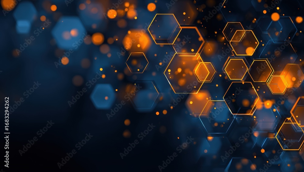 Wall mural abstract hexagonal pattern with bokeh