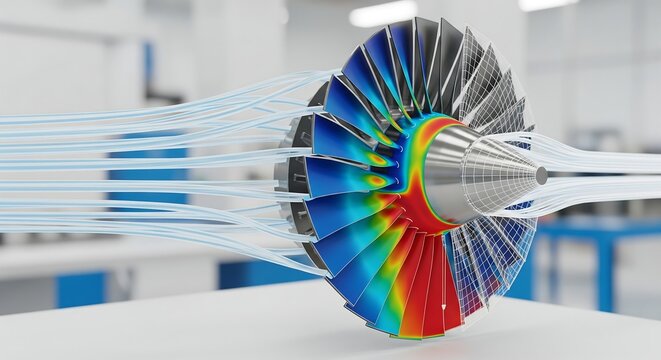 Jet Engine Turbine Simulation with Color-Coded Airflow Analysis