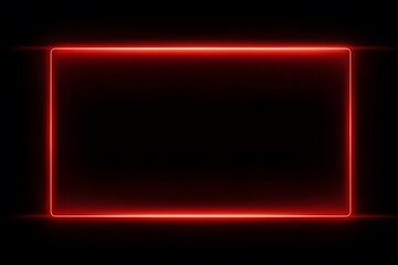 A red, glowing, rectangular frame border on a black background,