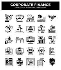 Corporate Finance Icon Set: 25 Essential Icons for Business
