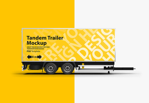 Tandem Trailer Truck Mockup
