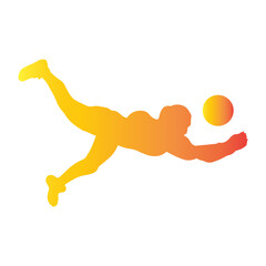 Silhouette of Girl Playing Volleyball. Vector Illustration in Gradient Color.