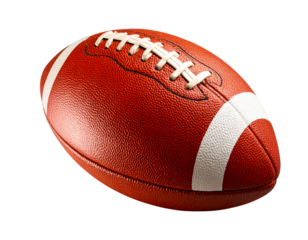 Angled 3D Football with Glossy Highlights, Rotated View, Transparent Background