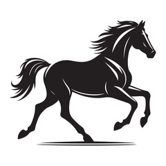 Dynamic horse in mid stride captured in a bold silhouette style