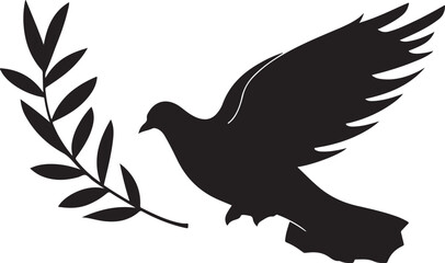 Obraz premium Silhouette Dove With Olive Branch