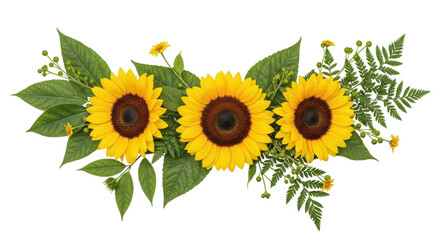 Isolated sunflowers, summer flowers