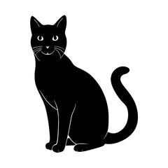 black cat silhouette with white background