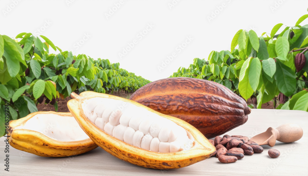Poster whole peanut and broken peanut on isolated white background with ample copy space for text available