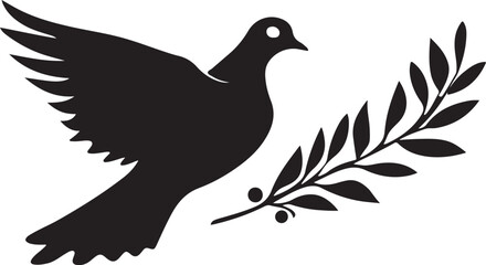 Obraz premium Silhouette Dove With Olive Branch