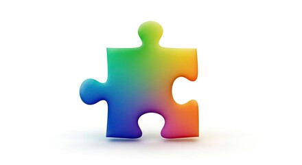 Colorful Gradient Puzzle Piece Isolated on White Background with Soft Shadow