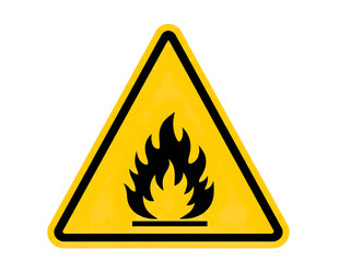 Flammable hazard warning sign isolated on transparent background