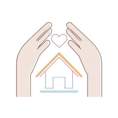 Protecting Home and Family with Loving Hands and Heart Symbol