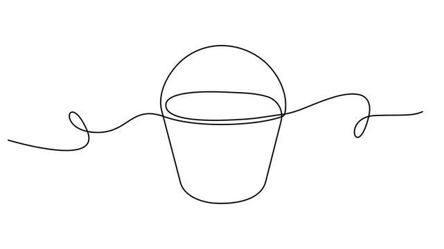 One Continuous Line Drawing of Bucket Icon. Single Line Vector Illustration, Bucket animation continuous one line drawing, simple linear style design concept. beverage with Full length one line