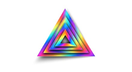 Colorful Layered Triangular Shape with Vibrant Gradient on White Background