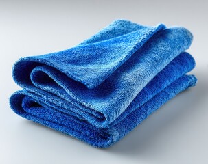 Folded blue cleaning cloths