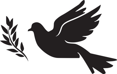 Obraz premium Silhouette Dove With Olive Branch