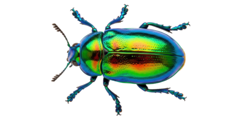 Isolated colorful beetle, iridescent insect