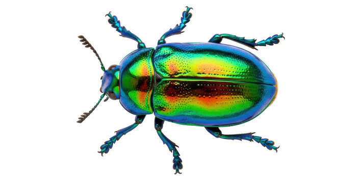 Isolated colorful beetle, iridescent insect