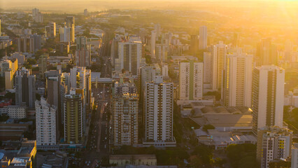 Aerial View of Maringa, Cathedral and downtown. Several buildings.