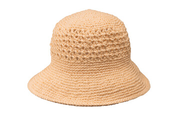 Straw summer hat with isolated on white background.
