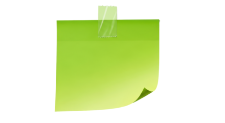 Isolated green sticky note, reminder