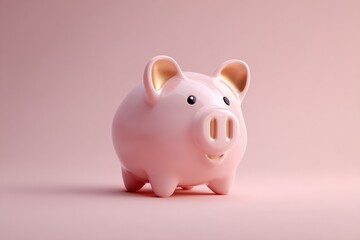 Pink piggy bank on a pastel background (1)