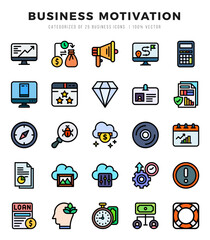 Business Motivation web icons in Lineal Color style.
