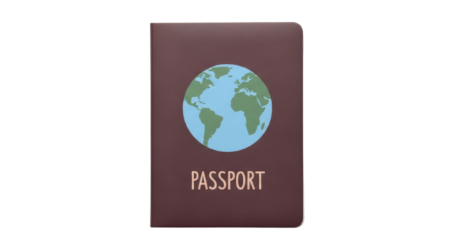 Isolated passport with Earth globe, travel document