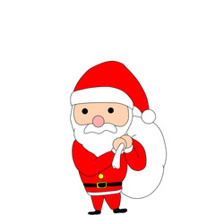 プレゼント袋を担ぐサンタクロースの正面イラスト