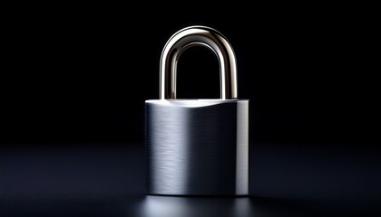Fototapeta premium a close up image of a metallic padlock resting on a sleek black surface highlighting its texture and shine