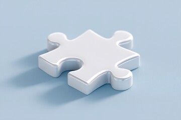 Fototapeta premium White puzzle piece with a silver border