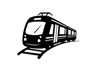 Modern electric train silhouette on transparent background isolated on transparent background