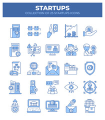 Startups. Collection of 25 Startup Icons for Business Planning