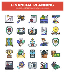 Financial Planning Icons: A Collection of 25 Essential Business Icons