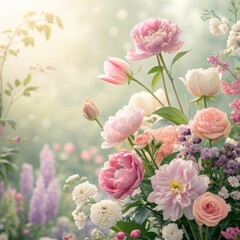 pink roses on a green background. a high resolution beautiful floral background. copy space