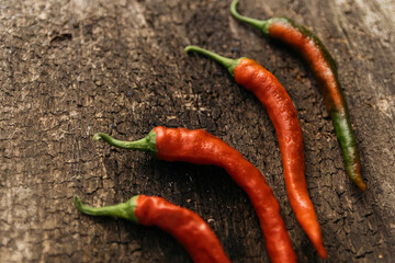 red hot chili peppers on wood