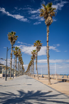 Promenade along Playa de la Patacona (Patacona Beach), Valencia, Spain