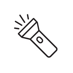 Vector Line Icon of Flashlight Torch for Light and Illumination