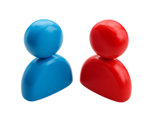 Colorful male and female symbols with glossy texture, isolated on a transparent background, PNG