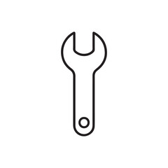Vector Line Icon of Wrench Tool for Repair and Mechanical Work