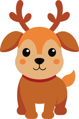 Cute Cartoon Dog Dressed as a Reindeer for Christmas Holiday