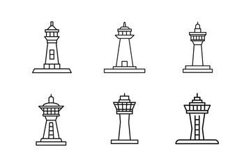 control tower icon line art vector illustration