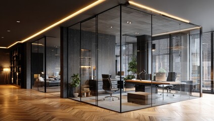 Modern office space with glass partitions (2)