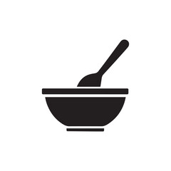 Bowl with Spoon – Food and Kitchenware Vector Icon