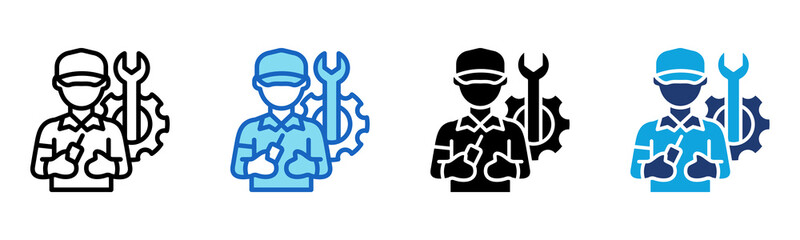 Technician icon Multi Style Vector Illustration