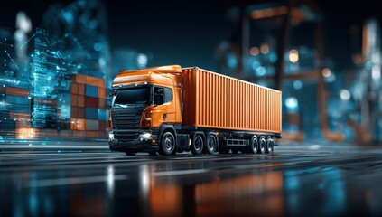 Cargo truck in a modern port