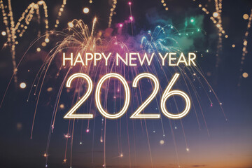 Celebrate the magic of new beginnings with a spectacular fireworks display welcoming the vibrant year 2026, igniting joy and hope for the future.